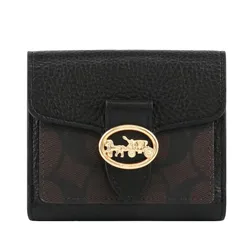 Ví Nữ Coach Georgie Small Wallet In Signature Canvas Màu Đen Nâu
