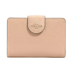 Ví Nữ Coach Medium Corner Zip Wallet 6390 Màu Nâu Vàng