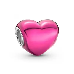 Hạt Vòng Charm Pandora Metallic Pink Heart 799291C03 Màu Hồng Bạc