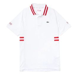 Áo Polo Lacoste Men's Sport x Novak Djokovic Breathable Ultra-Dry Polo Shirt DH9615 00 B6C Màu Trắng - Đỏ Size XS
