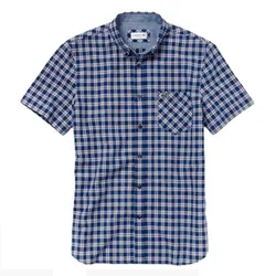 Áo Sơ Mi Nam Lacoste Men's Oxford Sleeve Regular Check Shirt CH4860 10 9CG Màu Xanh Kẻ Size 41