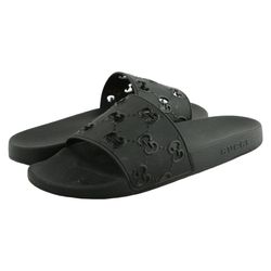 Dép Gucci Men's Rubber GG Slide Sandal Màu Đen Size 41