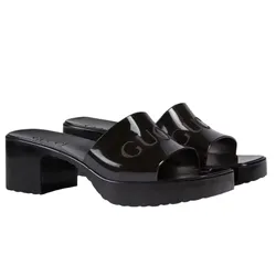 Dép Nữ Gucci Women's Rubber Slide Sandal Màu Đen Size 37