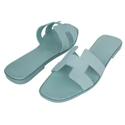 Dép Nữ Hermès Oran Sandal Màu Xanh Ngọc Size 37