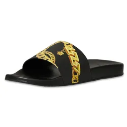 Dép Versace La Greca Chain Print Slides Màu Đen Size 40.5