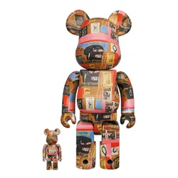 Đồ Chơi Mô Hình Bearbrick Andy Warhol X Jean-Michel Basquiat #2 Phối Màu Size 100% + 400%