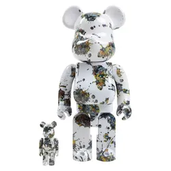 Đồ Chơi Mô Hình Bearbrick Jackson Pollock Splas Màu Trắng Phối Họa Tiết Size 100% + 400%
