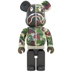Đồ Chơi Mô Hình Bearbrick X Bape ABC Camo Shark Clear Green Phối Màu Size 1000%