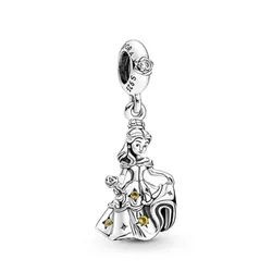 Hạt Vòng Charm Pandora Disney Beauty And The Beast Dancing Belle Dangle 790014C01 Màu Bạc