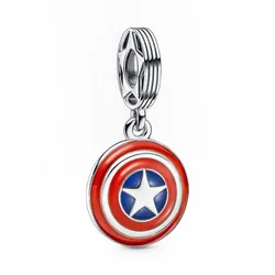 Hạt Vòng Charm Pandora Marvel The Avengers Captain America Shield Dangle 790780C01 Phối Màu
