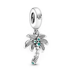 Hạt Vòng Charm Pandora Pendant Palmier & Noix De Coco 799438C01 Màu Xanh Bạc