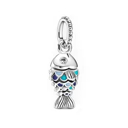 Hạt Vòng Charm Pandora Pendant Poisson À Écailles Bleues 799428C01 Màu Xanh Bạc