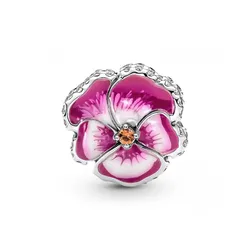 Hạt Vòng Charm Pandora Pink Pansy Flower 790777C01 Màu Hồng Bạc