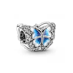 Hạt Vòng Charm Pandora Silver Blue Butterfly 790761C01 Màu Xanh Bạc