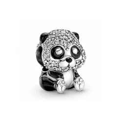 Hạt Vòng Charm Pandora Sparkling Cute Panda 790771C01 Màu Bạc Đen