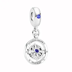Hạt Vòng Charm Pandora Spinning Compass Dangle 790099C01 Màu Bạc Xanh