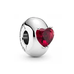 Hạt Vòng Charm Red Heart Solitaire Clip 799203C01 Màu Bạc Đỏ
