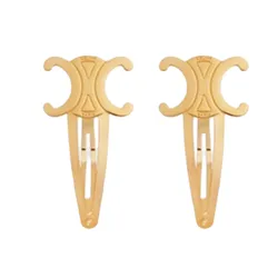 Kẹp Tóc Celine Hair Accessories Set Of 2 Triomphe Snap Hair Clips In Brass With Gold Finish And Steel Màu Vàng Gold