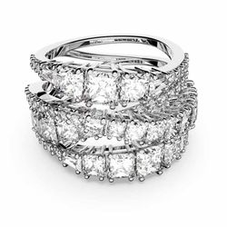 Nhẫn Swarovski Twist Wrap Ring White, Rhodium Plated 5584650 Màu Bạc Size 50
