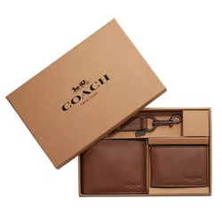 Set Ví Nam Coach Men’s Kèm Móc Khóa Màu Nâu  
