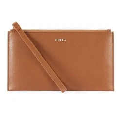 Ví Cầm Tay Furla Logo Leather Wristlet Màu Nâu