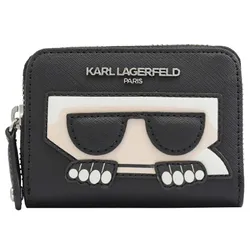 Ví Karl Lagerfeld Carl Doll Scratch-Resistant Leather Zipper Card Holder Coin Purse Màu Đen