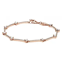 Vòng Đeo Tay Pandora Sparkling Pavé Bars Bracelet 589217C01 Màu Vàng Hồng Size 18