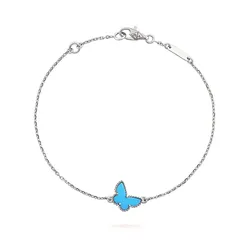 Vòng Đeo Tay Jewery Luxury Alhambra Butterfly Turquoise Gold 18k White Gold Bản 9mm Màu Vàng Trắng