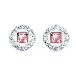 Khuyên Tai Swarovski Angelic Square Stud Pierced Earrings 5547024 Màu Bạc Hồng