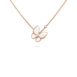 Dây Chuyền Van Cleef & Arpels Two Butterfly Pendant Màu Vàng Hồng Size 17mm (Chế Tác)