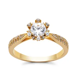 Nhẫn Huy Thanh Jewelry NDINO 227 - 14K - Đá Cubic Zirconia Màu Vàng Gold