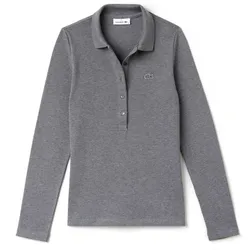 Áo Dài Tay Nữ Lacoste Women's Slim Fit Stretch Mini Piqué Polo PF7841 SVY Màu Xám Đậm