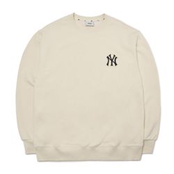 Áo Nỉ Sweater MLB Big Logo Overfit Sweatshirt New York Yankees 3AMTC0114-50CRS Màu Kem