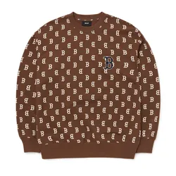 Áo Nỉ Sweater MLB Monogram Overfit Sweatshirt Boston Red Sox 3AMTM0224-43BRD Màu Nâu Size S