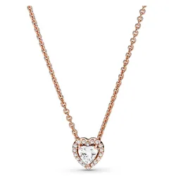 Dây Chuyền Pandora Sparkling Heart Collier Necklace 388425C01 Màu Vàng Hồng