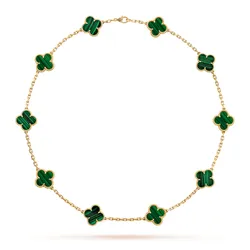Dây Chuyền Nữ Jewery Luxury Alhambra Malachite 18k Yellow Gold 10 Motifs Màu Vàng Gold 27g