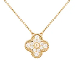 Dây Chuyền Jewery Luxury Alhambra Vintage 18k Gold With Diamond Màu Vàng Gold