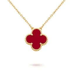 Dây Chuyền Jewery Luxury Alhambra Vintage Carnelian 18k Yellow Gold Màu Vàng Gold Size 15mm