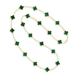 Dây Chuyền Jewery Luxury Style Yellow Gold 18k A Malachite Alhambra Necklace Màu Vàng Gold (Chế Tác)