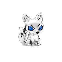 Hạt Vòng Charm Pandora Blue-Eyed Fox 799096C01 Màu Bạc Xanh
