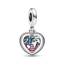 Hạt Vòng Charm Pandora Family Spinning Heart Globe Dangle 792240C01 Màu Bạc