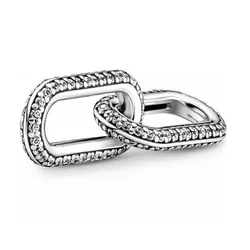 Hạt Vòng Charm Pandora Me Styling Pavé Double Link 799660C02 Màu Bạc
