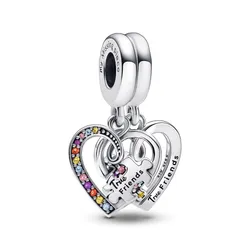 Hạt Vòng Charm Pandora Puzzle Piece Hearts Splittable Friendship Dangle 792239C01 Màu Bạc