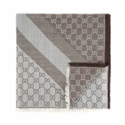 Khăn Quàng Cổ Gucci Women Wool Scarf GG Jacquard Print In Brown Style  Màu Ghi Xám