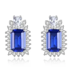 Khuyên Tai Kya Jewel Bạc Đính Đá Cz Màu Xanh Dương Tinh Tế SE100