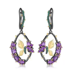 Khuyên Tai Kya Jewel Hồ Điệp Vàng Trên Cành Hoa Tím KW11