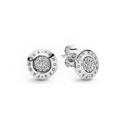 Khuyên Tai Pandora Signature Stud Earrings, Clear 290559CZ Màu Bạc