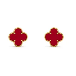 Khuyên Tai Jewery Luxury Alhambra Carnelian 18k Gold Yellow Màu Vàng Gold 15mm