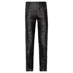 Quần Dài Nam Dolce & Gabbana D&G - Slim-Fit Silk-Jacquard Trousers Black Màu Đen