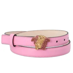 Thắt Lưng Versace Palazzo Dia Belt With Crystal-encrusted Medusa Buckle In Flamingo Pink-oro Màu Hồng